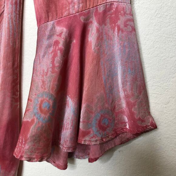 Rays for Days Ruched  Mini Dress Flared Sleeves Boho Whimsical Fairy Core Sz: L - Picture 6 of 11